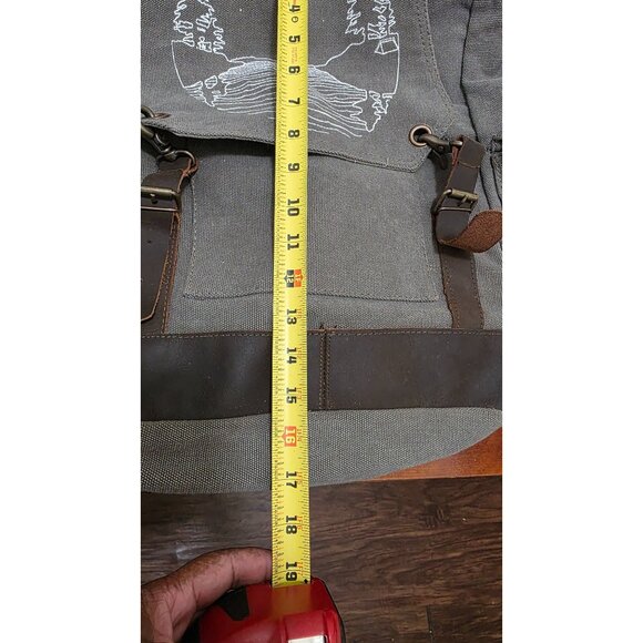 Rothco Canvas Hiking Backpack Leather Straps Adjustable Straps 18"x14" - Picture 4 of 8